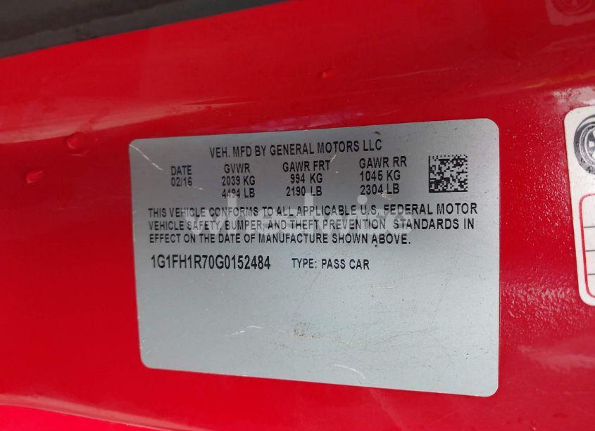 Photo 9 of 2016 Chevrolet Camaro 2SS (VIN 1G1FH1R70G0152484)