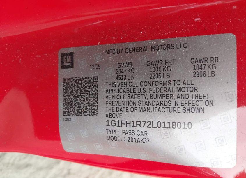 Photo 9 of 2020 Chevrolet Camaro RWD 2SS (VIN 1G1FH1R72L0118010)