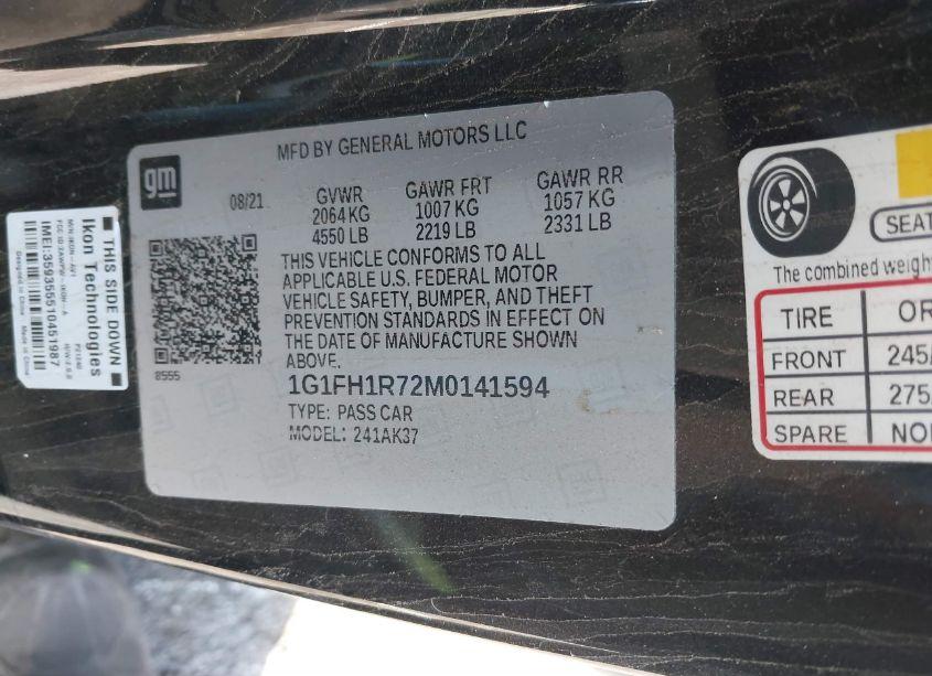 Photo 9 of 2021 Chevrolet Camaro RWD 2SS (VIN 1G1FH1R72M0141594)