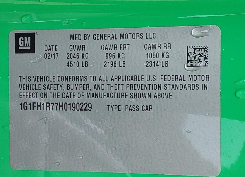 Photo 9 of 2017 Chevrolet Camaro 2SS (VIN 1G1FH1R77H0190229)