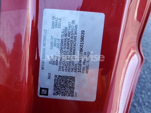 Photo 4 of 2019 CHEVROLET CAMARO SS (VIN 1G1FH1R78K0158039)