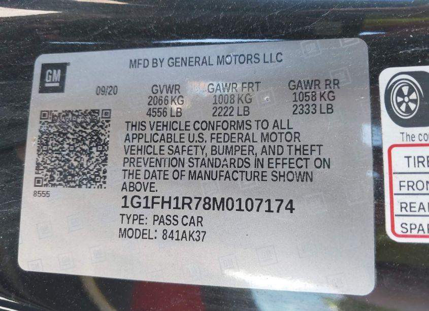 Photo 9 of 2021 Chevrolet Camaro RWD 2SS (VIN 1G1FH1R78M0107174)