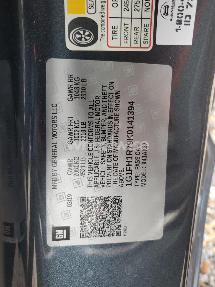 Photo 12 of 2019 CHEVROLET CAMARO SS (VIN 1G1FH1R79K0141394)