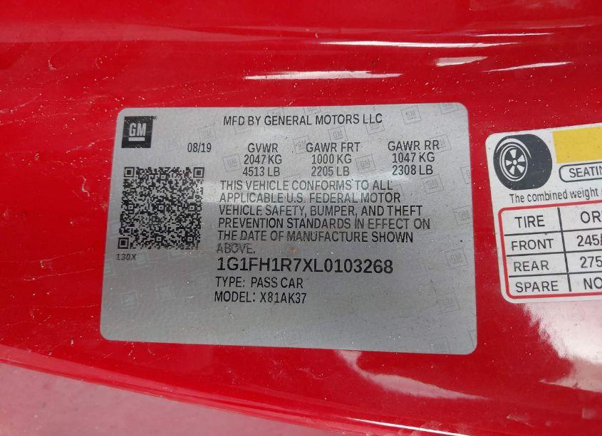 Photo 9 of 2020 Chevrolet Camaro RWD 2SS (VIN 1G1FH1R7XL0103268)