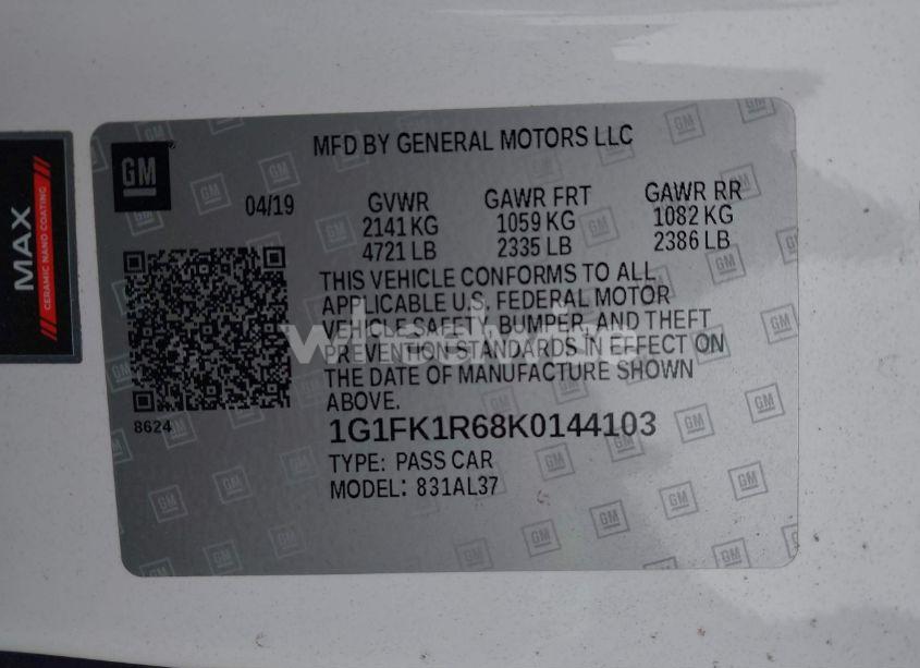 Photo 9 of 2019 Chevrolet Camaro ZL1 (VIN 1G1FK1R68K0144103)