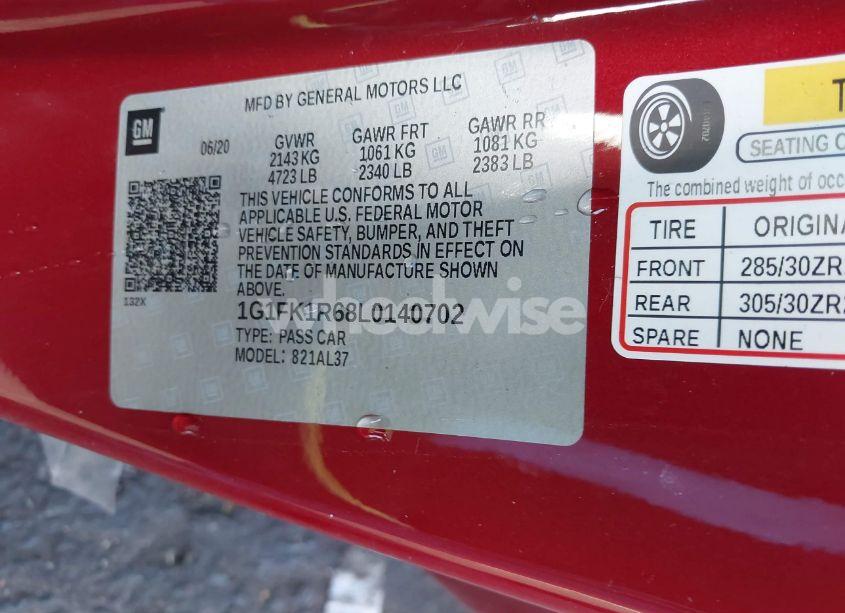 Photo 9 of 2020 Chevrolet Camaro RWD ZL1 (VIN 1G1FK1R68L0140702)