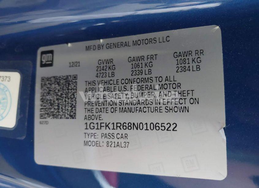 Photo 9 of 2022 Chevrolet Camaro RWD ZL1 (VIN 1G1FK1R68N0106522)