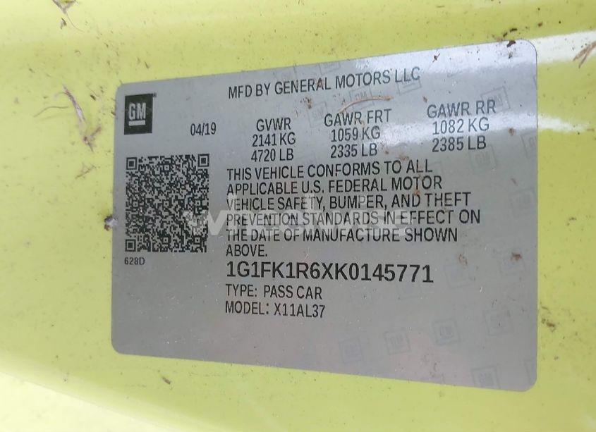 Photo 9 of 2019 Chevrolet Camaro ZL1 (VIN 1G1FK1R6XK0145771)