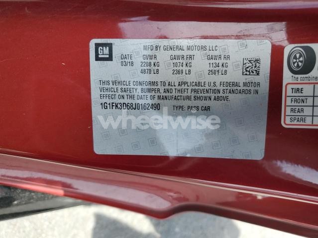 2018 CHEVROLET CAMARO ZL1 (VIN 1G1FK3D68J0162490) main photo