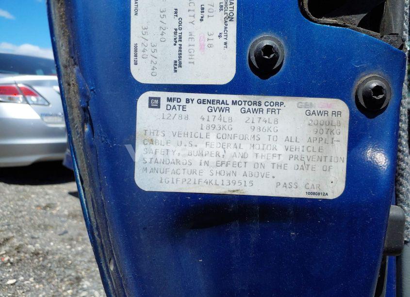 Photo 9 of 1989 Chevrolet Camaro (VIN 1G1FP21F4KL139515)