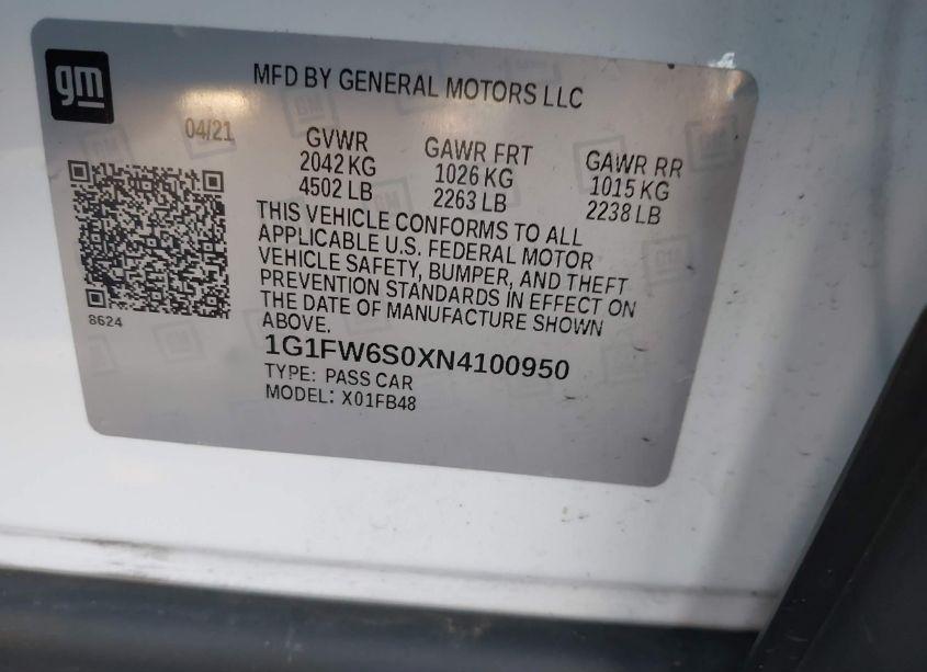 Photo 9 of 2022 Chevrolet Bolt EV FWD 1LT (VIN 1G1FW6S0XN4100950)