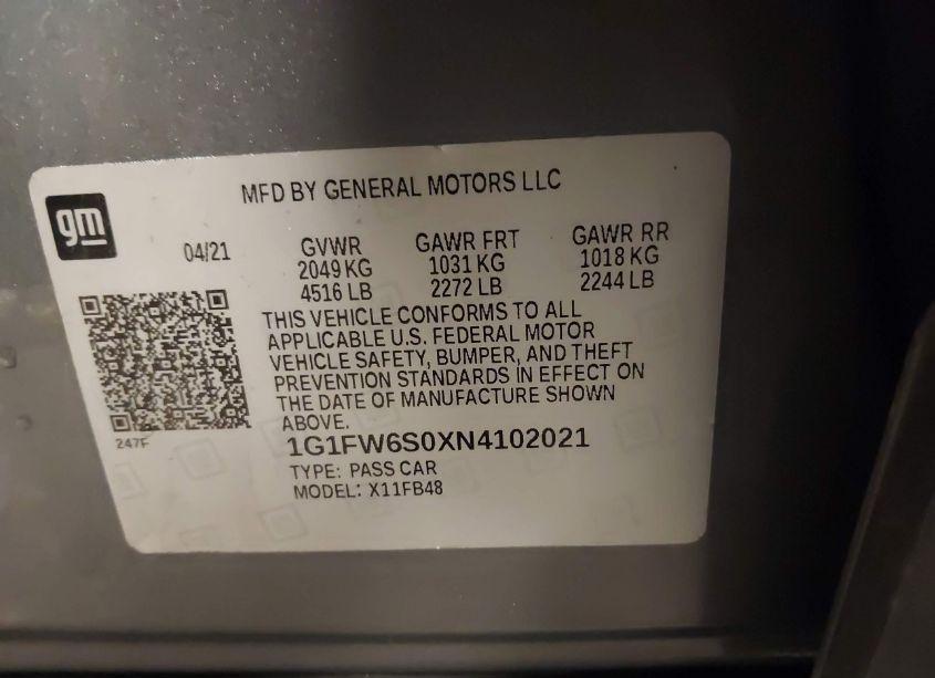 Photo 9 of 2022 Chevrolet Bolt EV FWD 1LT (VIN 1G1FW6S0XN4102021)