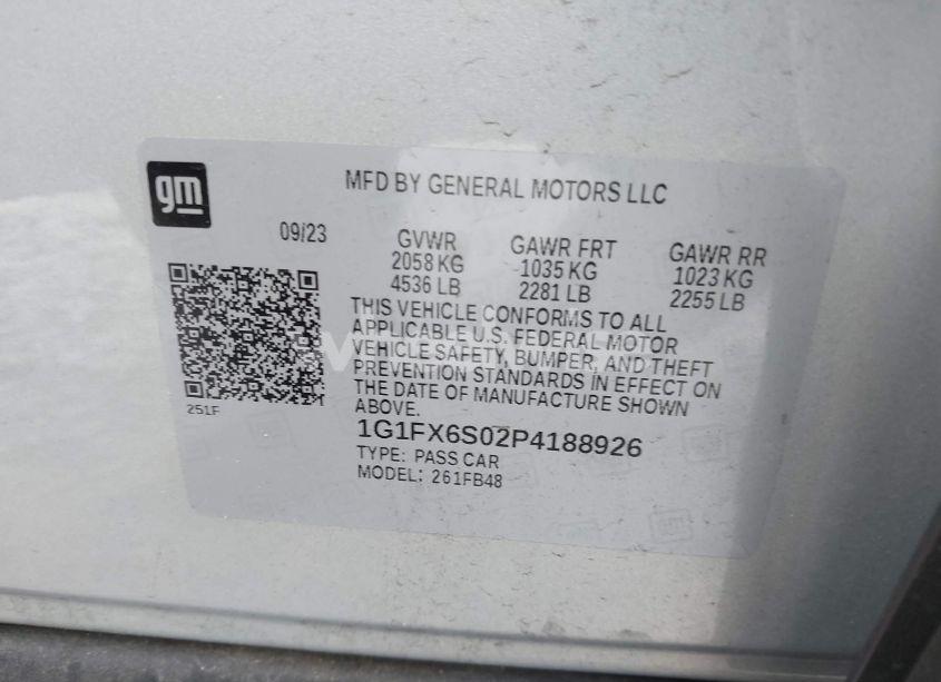 Photo 9 of 2023 Chevrolet Bolt EV FWD 2LT (VIN 1G1FX6S02P4188926)