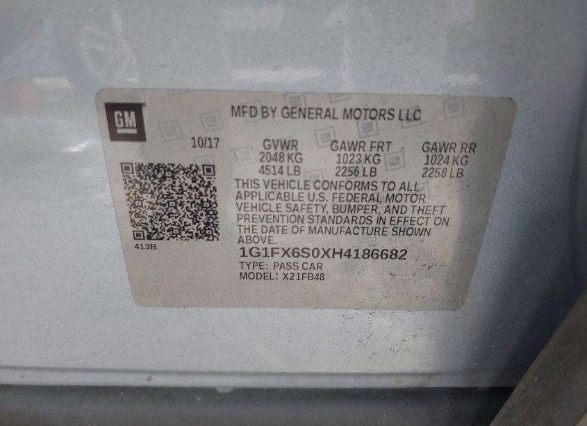 Photo 9 of 2017 Chevrolet Bolt EV PREMIER (VIN 1G1FX6S0XH4186682)