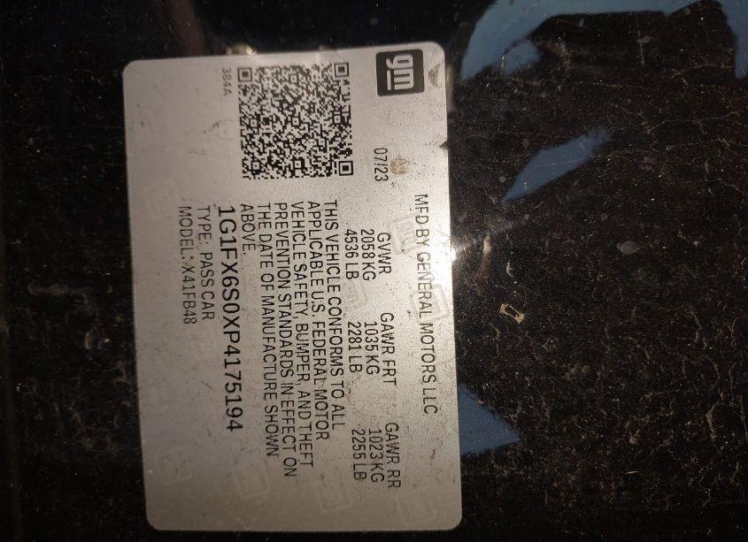 Photo 9 of 2023 Chevrolet Bolt EV FWD 2LT (VIN 1G1FX6S0XP4175194)