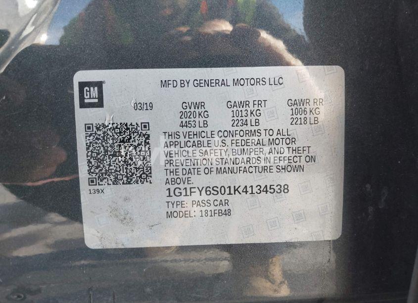Photo 9 of 2019 Chevrolet Bolt EV LT (VIN 1G1FY6S01K4134538)