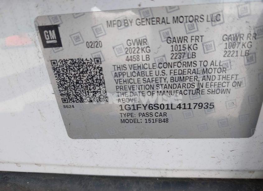 Photo 9 of 2020 Chevrolet Bolt EV FWD LT (VIN 1G1FY6S01L4117935)