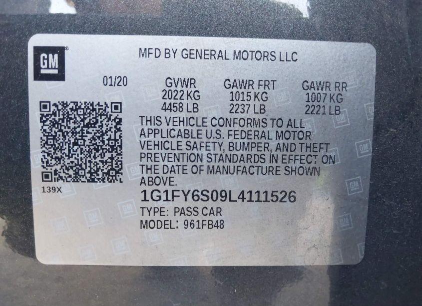 Photo 9 of 2020 Chevrolet Bolt EV FWD LT (VIN 1G1FY6S09L4111526)