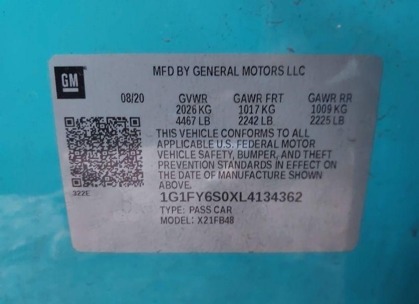 Photo 9 of 2020 Chevrolet Bolt EV FWD LT (VIN 1G1FY6S0XL4134362)