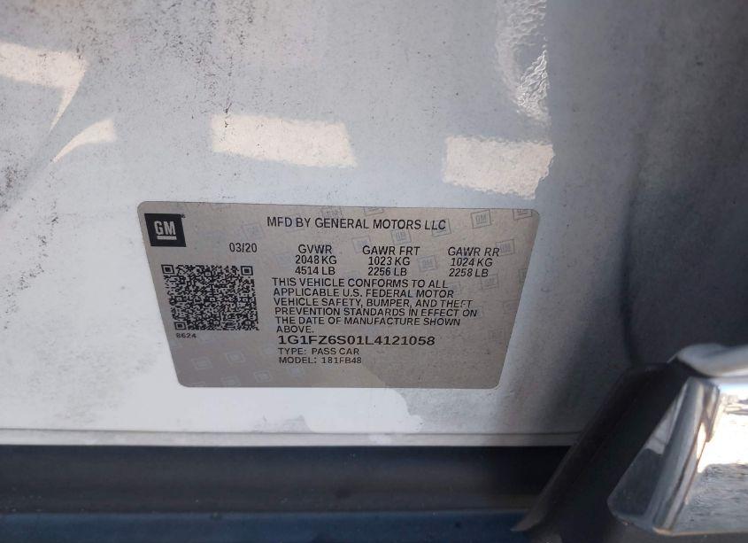 Photo 9 of 2020 Chevrolet Bolt EV FWD PREMIER (VIN 1G1FZ6S01L4121058)