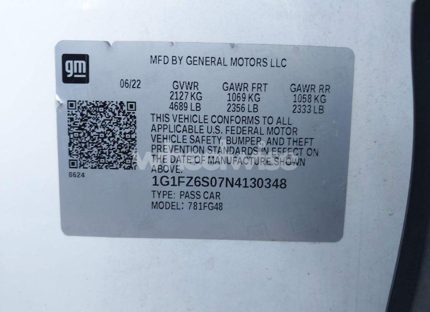 Photo 9 of 2022 Chevrolet Bolt EUV FWD PREMIER (VIN 1G1FZ6S07N4130348)