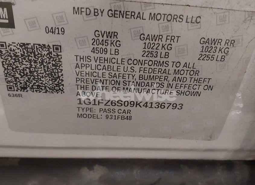 Photo 9 of 2019 Chevrolet Bolt EV PREMIER (VIN 1G1FZ6S09K4136793)
