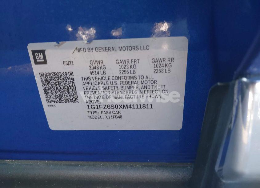 Photo 8 of 2021 Chevrolet Bolt EV FWD PREMIER (VIN 1G1FZ6S0XM4111811)