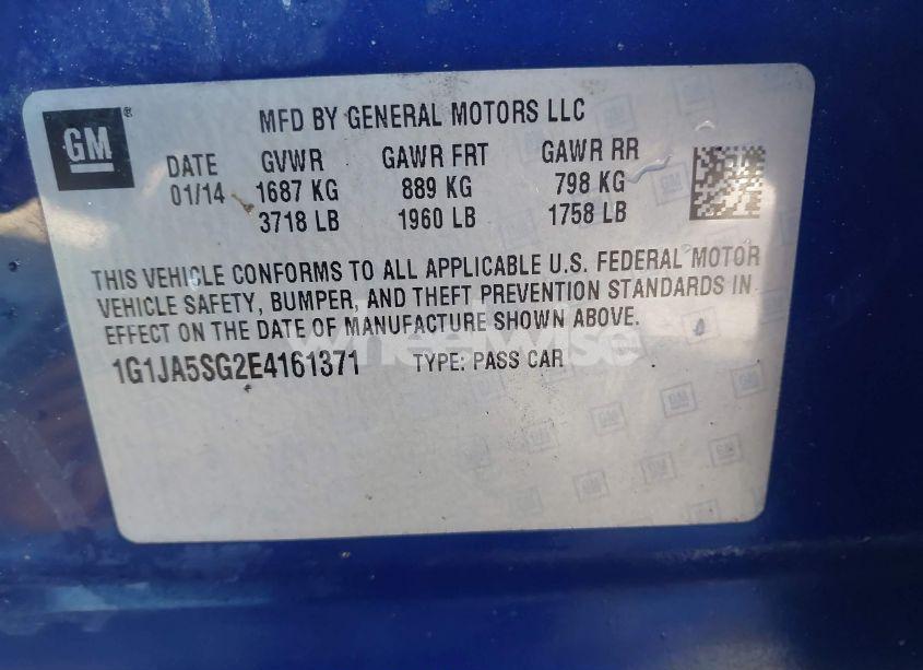 Photo 9 of 2014 Chevrolet Sonic LS AUTO (VIN 1G1JA5SG2E4161371)