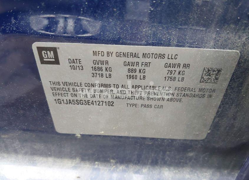 Photo 9 of 2014 Chevrolet Sonic LS AUTO (VIN 1G1JA5SG3E4127102)