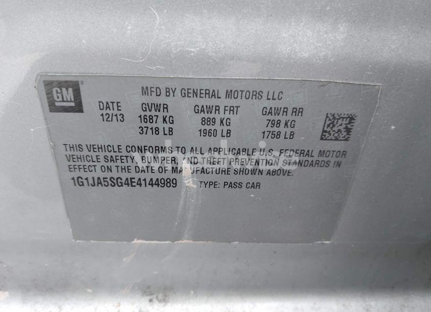 Photo 9 of 2014 Chevrolet Sonic LS AUTO (VIN 1G1JA5SG4E4144989)