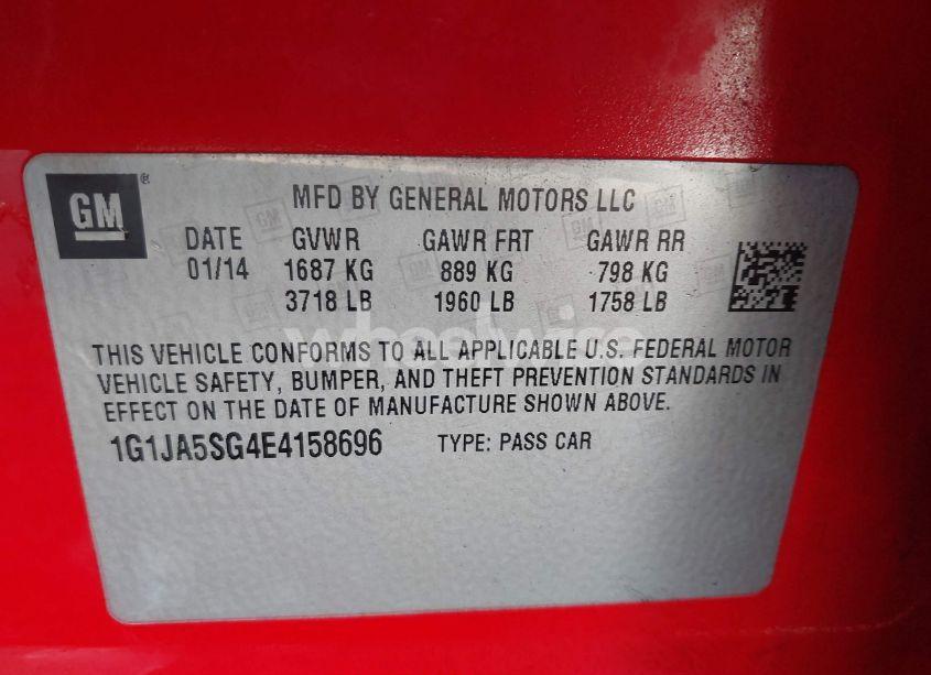 Photo 9 of 2014 Chevrolet Sonic LS AUTO (VIN 1G1JA5SG4E4158696)