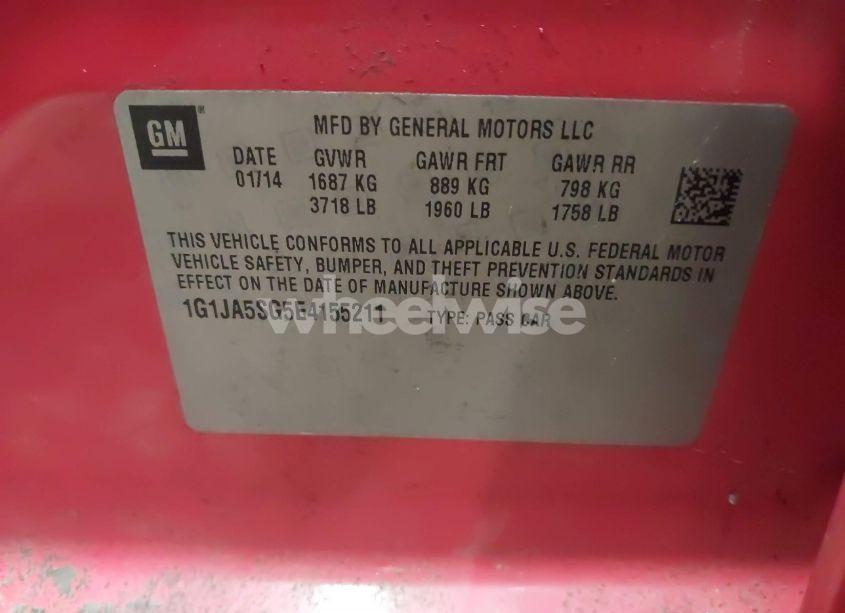 Photo 9 of 2014 Chevrolet Sonic LS AUTO (VIN 1G1JA5SG5E4155211)