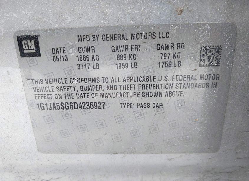 Photo 9 of 2013 Chevrolet Sonic LS AUTO (VIN 1G1JA5SG6D4236927)