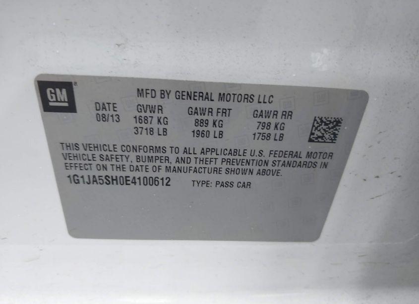 Photo 9 of 2014 Chevrolet Sonic LS AUTO (VIN 1G1JA5SH0E4100612)