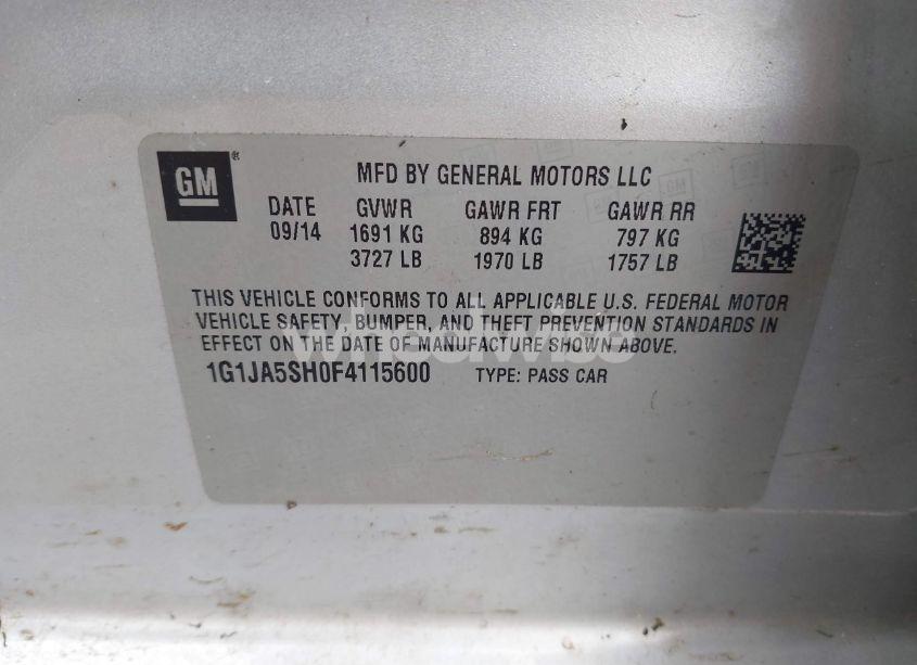 Photo 9 of 2015 Chevrolet Sonic LS AUTO (VIN 1G1JA5SH0F4115600)