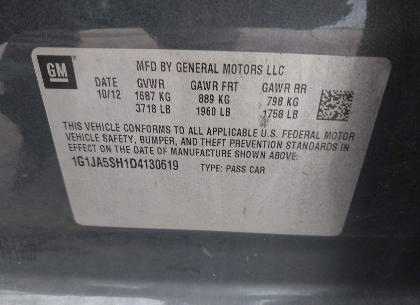 Photo 9 of 2013 Chevrolet Sonic LS AUTO (VIN 1G1JA5SH1D4130619)