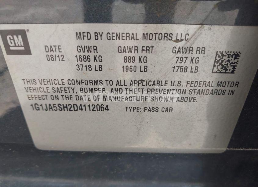 Photo 9 of 2013 Chevrolet Sonic LS AUTO (VIN 1G1JA5SH2D4112064)