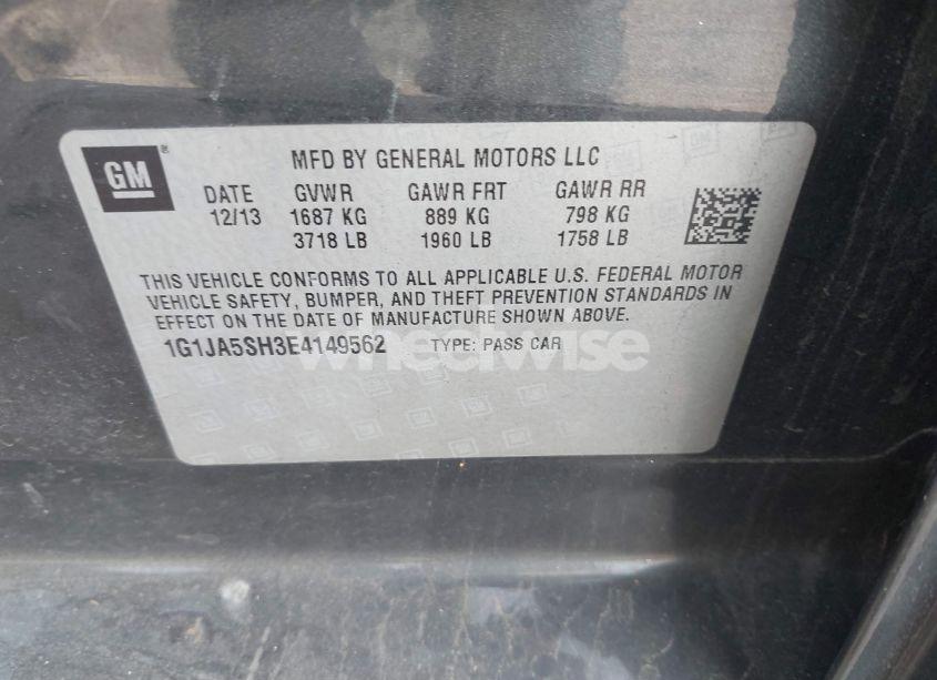 Photo 9 of 2014 Chevrolet Sonic LS AUTO (VIN 1G1JA5SH3E4149562)