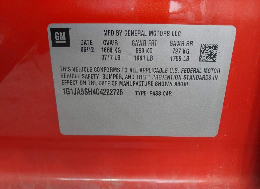 Photo 9 of 2012 Chevrolet Sonic 2LS (VIN 1G1JA5SH4C4222726)