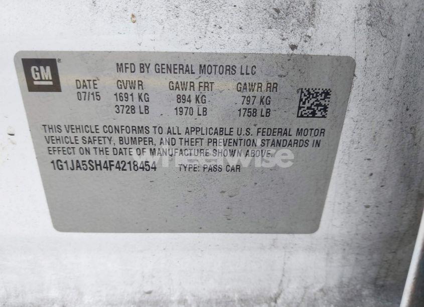 Photo 9 of 2015 Chevrolet Sonic LS AUTO (VIN 1G1JA5SH4F4218454)