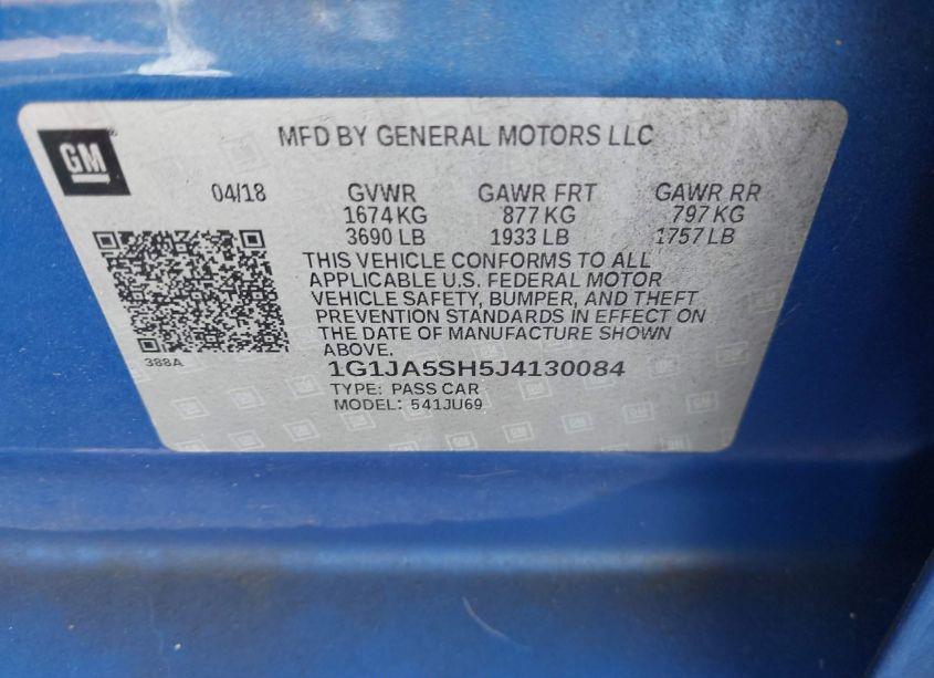 Photo 9 of 2018 Chevrolet Sonic LS MANUAL (VIN 1G1JA5SH5J4130084)