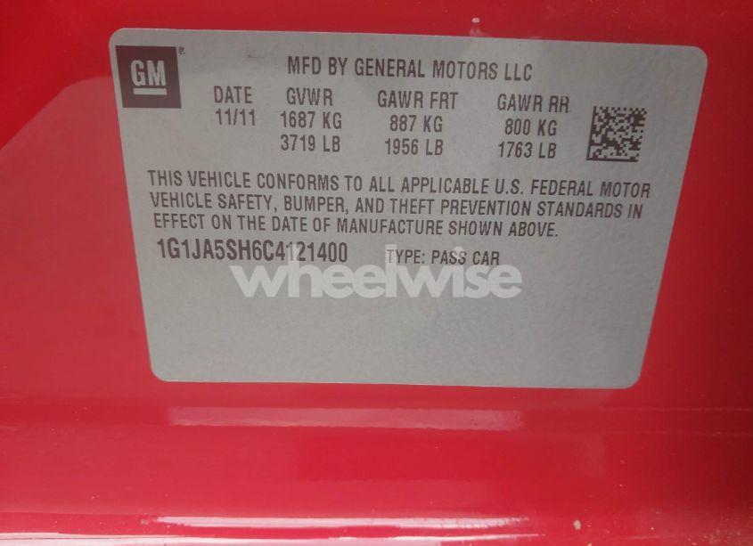 Photo 9 of 2012 Chevrolet Sonic 2LS (VIN 1G1JA5SH6C4121400)