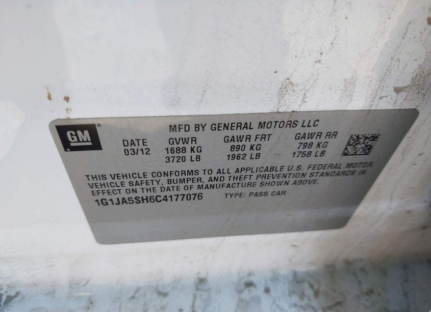 Photo 9 of 2012 Chevrolet Sonic LS (VIN 1G1JA5SH6C4177076)