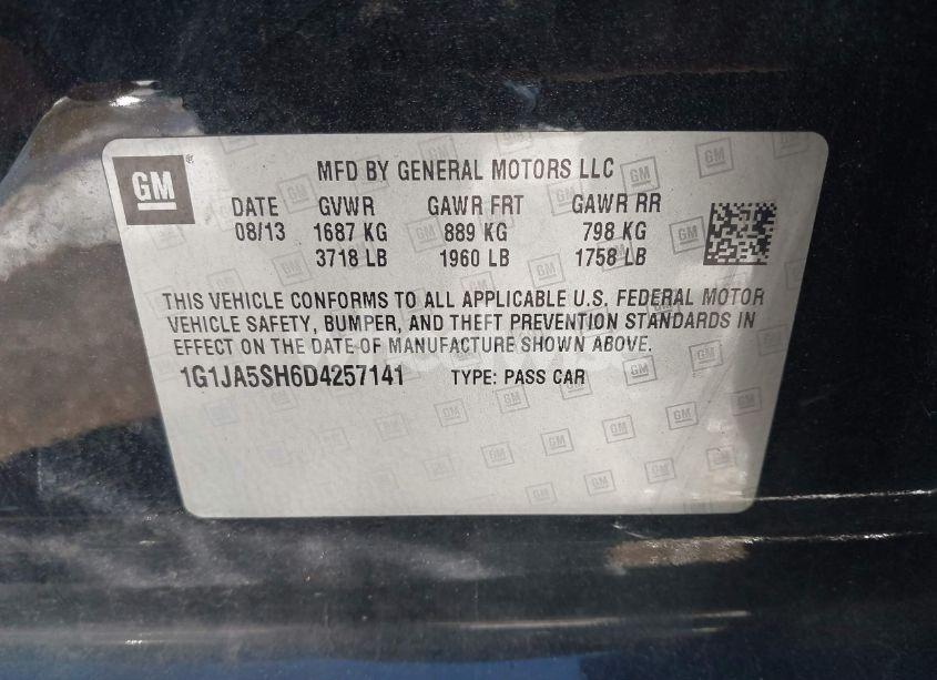 Photo 9 of 2013 Chevrolet Sonic LS AUTO (VIN 1G1JA5SH6D4257141)