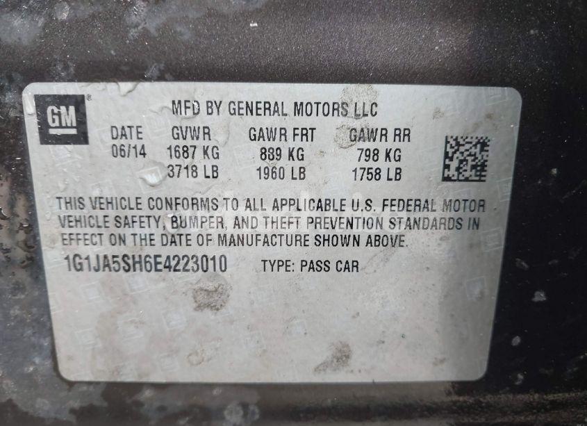 Photo 9 of 2014 Chevrolet Sonic LS AUTO (VIN 1G1JA5SH6E4223010)