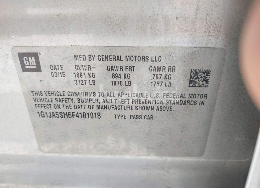 Photo 9 of 2015 Chevrolet Sonic LS AUTO (VIN 1G1JA5SH6F4181018)