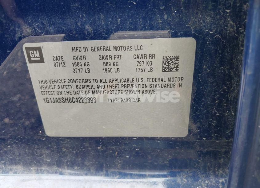 Photo 9 of 2012 Chevrolet Sonic 2LS (VIN 1G1JA5SH8C4228898)