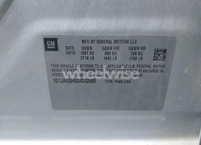 Photo 9 of 2013 Chevrolet Sonic LS AUTO (VIN 1G1JA5SH8D4202996)