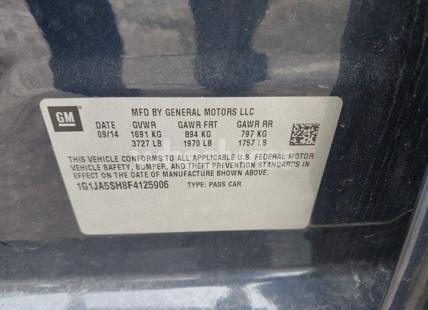 Photo 9 of 2015 Chevrolet Sonic LS AUTO (VIN 1G1JA5SH8F4125906)