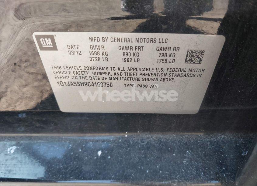 Photo 9 of 2012 Chevrolet Sonic 2LS (VIN 1G1JA5SH9C4169750)